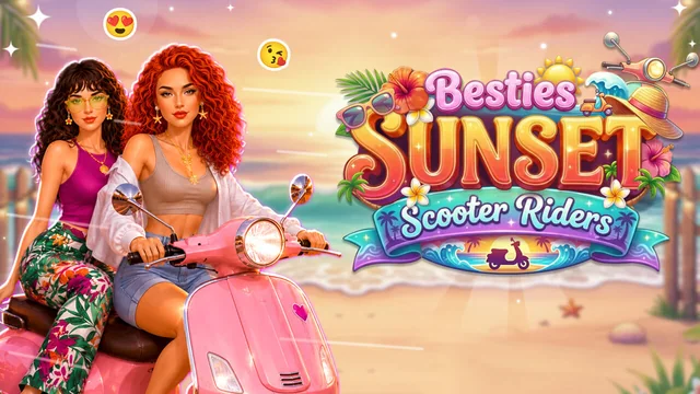Besties Sunset Scooter Rider