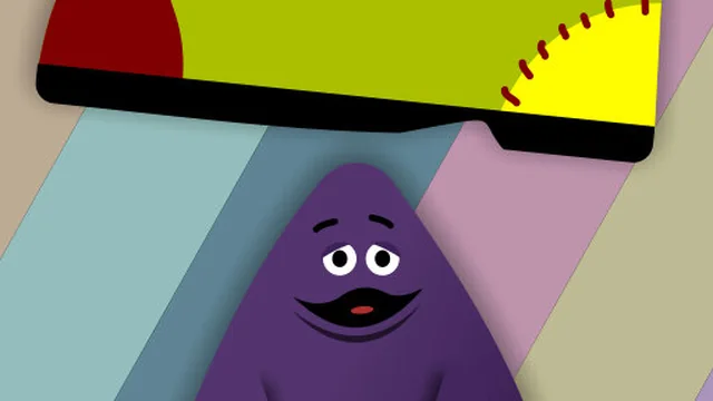 Grimace vs giant clown shoes
