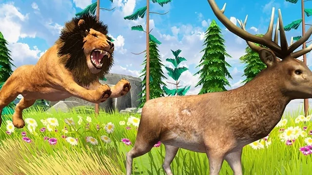 Realistic Lion Hunting Animal 2024