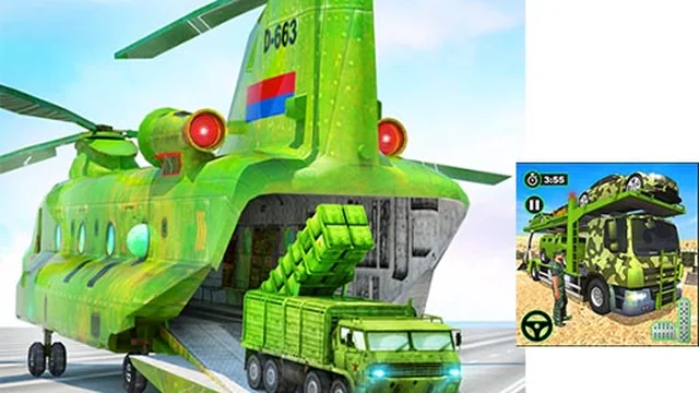 US Army Cargo Transport Truck Driving