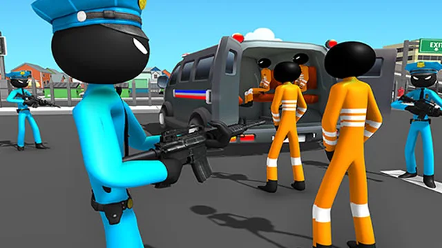 US Police Stickman Criminal Plane Transporter Game