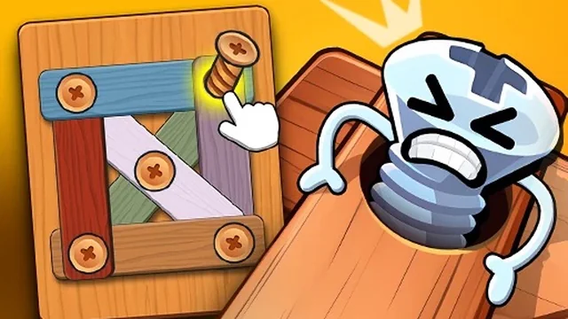Wood Bolts Nuts Screw Pin Puzzle